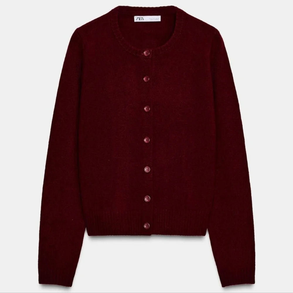 Zara 100% wool round neck, long-sleeve jacket. Front button closure - Picture 1 of 12